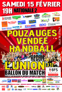 N2M Handball - Pouzauges reçoit l'Union (31)Salle de l'Étoile Soirée CrêpesRDV 19h. Le samedi 15 février 2014 à Pouzauges. Vendee. 